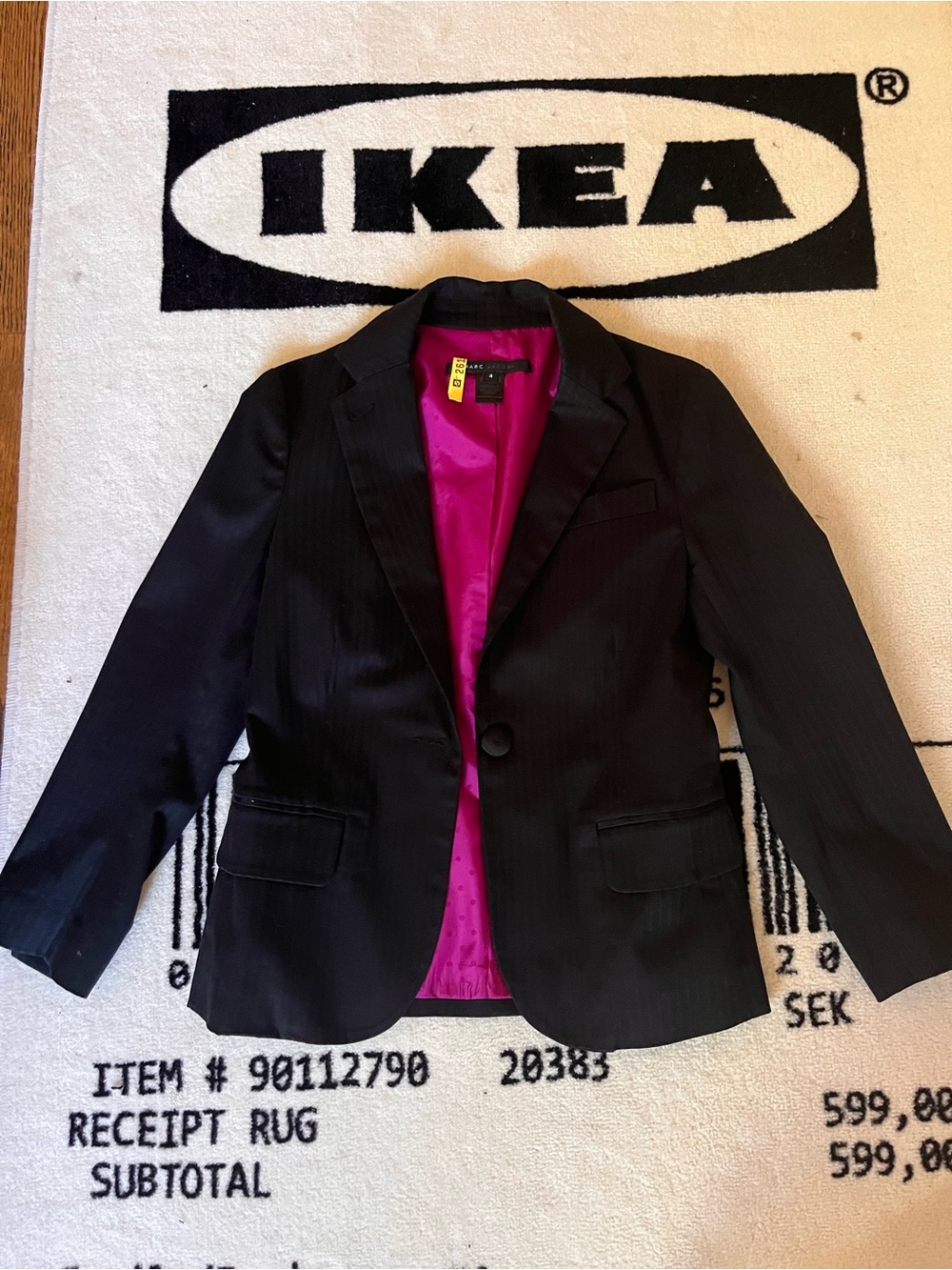 Marc Jacobs black blazer with hot pink lining. Size 4.